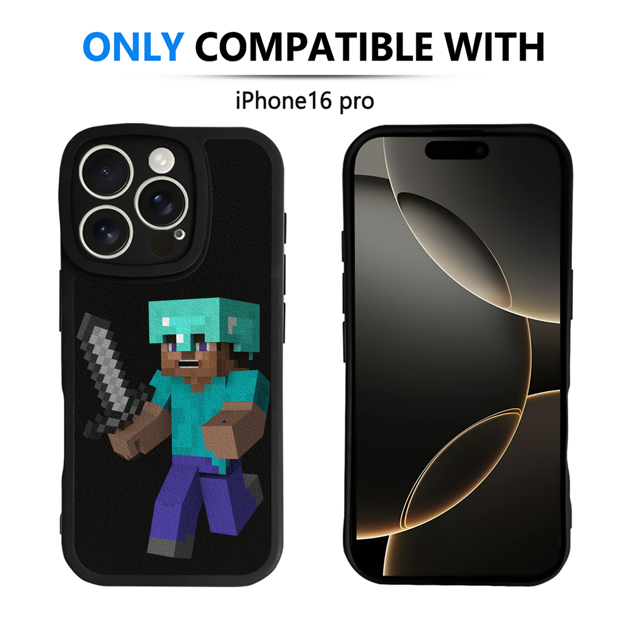 （画像用） マインクラフト ブロックの世界 Minecraft MC Block world 【iPhone 16シリーズ対応】シリコンスマホケース（レザー調） 材質：シリコン